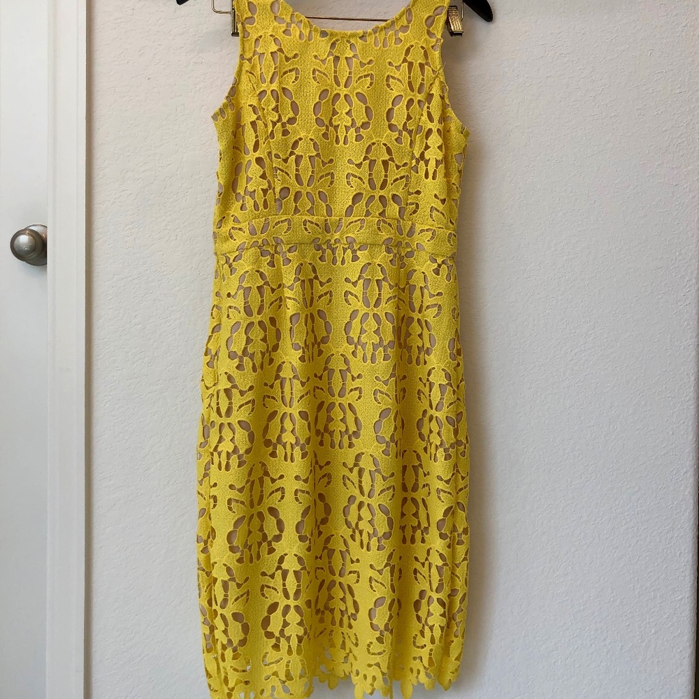 Banana Republic Yellow Lace Knee Length Dress